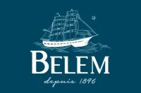 Logo bleu de la Fondation Belem, conservation du dernier trois-mâts français. Voilier de navigation