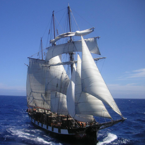 Bateau Belem de la fondation Belem sur le port et la mer